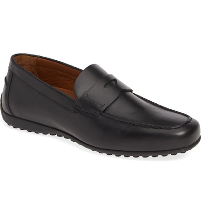 Aquatalia Robby Water Resistant Driving Shoe In Black Leather