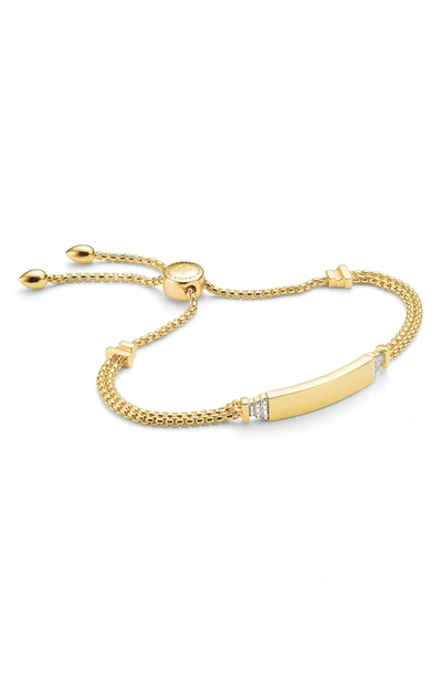 Monica Vinader Baja Deco Id Diamond Slide Bracelet In Yellow Gold/ Diamond