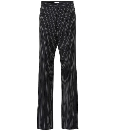 Balenciaga Striped Wool And Cashmere Pants In Blue