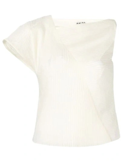 Aalto Asymmetric Plisse Top In White