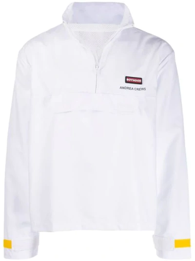 Andrea Crews Logo Zip Up Jacket In White