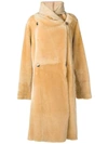 Liska Lisa Long Shearling Coat In Neutrals