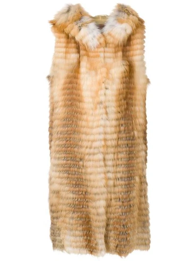 Liska Volpe Long Fur Waistcoat In Natur