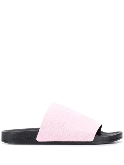 Adidas Originals Logo Embossed Slide Sandals In Pink