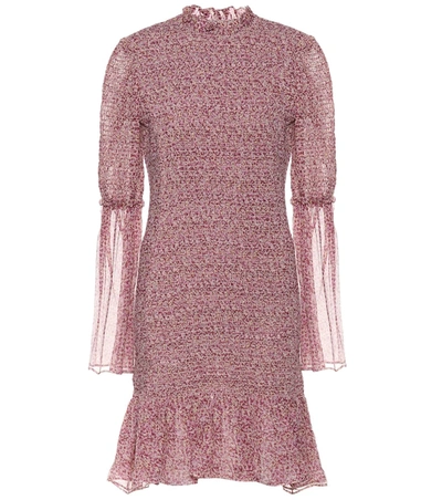 Stella Mccartney Ruched Floral Dress In Purple