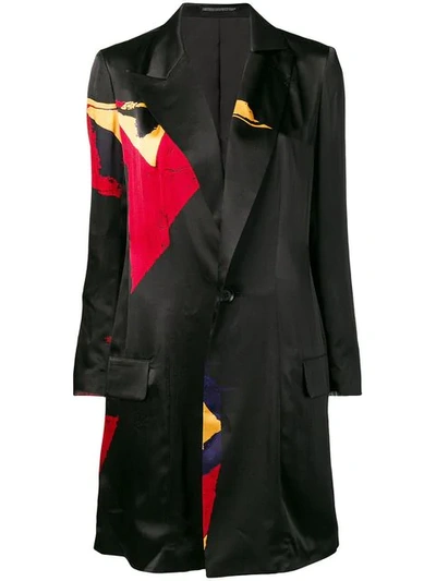 Yohji Yamamoto Long Blazer With Patchwork - Black