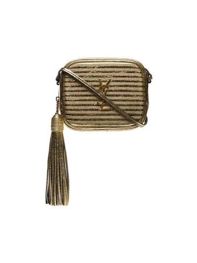 Saint Laurent Gold Blogger Striped Tassel Leather Mini Bag