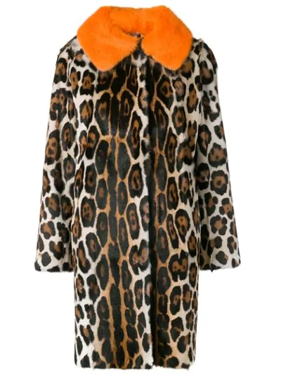 Liska Netta Leopard Print Coat In Beige/braun