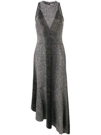 Givenchy Asymmetric Two-tone Shimmer Racerback Gown In Black
