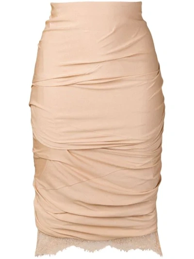 Tom Ford Gathered Pencil Dress In Neutrals