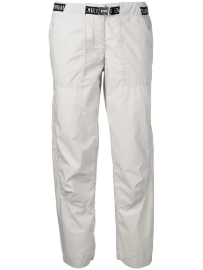 Emporio Armani Logo Band Trousers In Grey