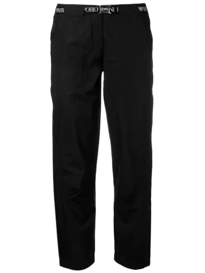 Emporio Armani Logo Band Trousers - Black