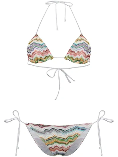 Missoni Zigzag Knit Triangle Bikini In White