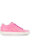 Leather Crown Tonal Low Top Sneakers In Pink