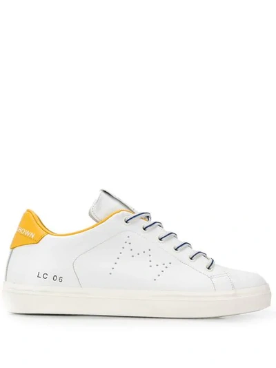 Leather Crown Trainers Mit Logo-patch In White
