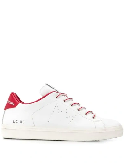 Leather Crown Perforated Detail Sneakers In White