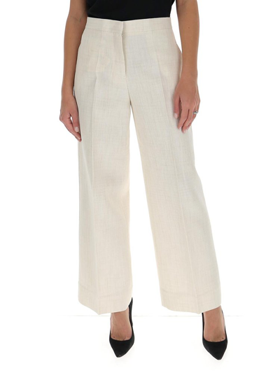 Jil Sander Wide-leg Tailored Cropped Trousers In Bianco