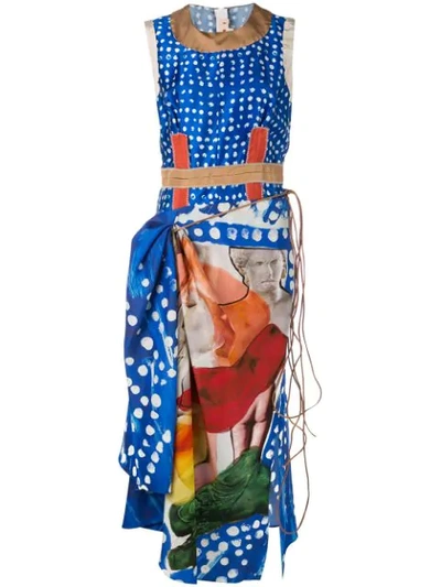 Marni Sleeveless Printed Silk Midi Dress In Blue