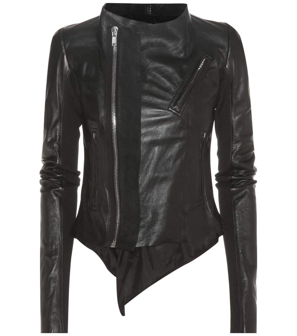 Rick Owens Low Neck Biker Leather Jacket In Llack | ModeSens