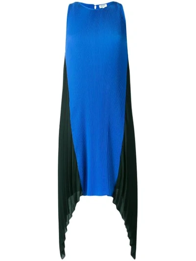 Kenzo Pleated Asymmetric Dress In Electric Blue