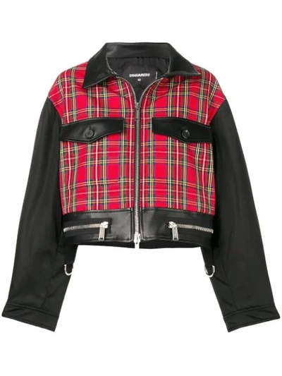 Dsquared2 Contrast Panels Cropped Jacket In Black