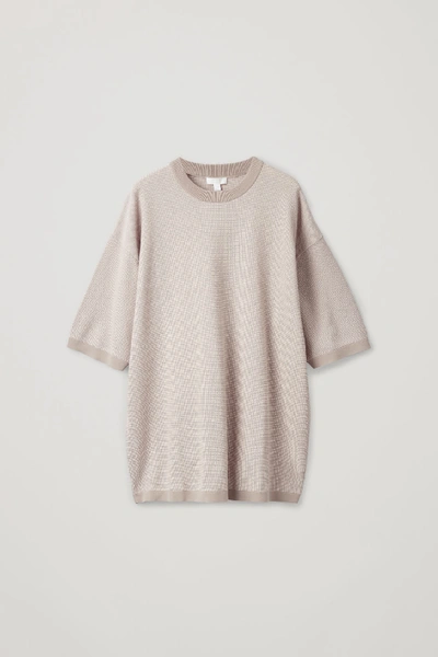 Cos Oversized Knitted T-shirt In Brown