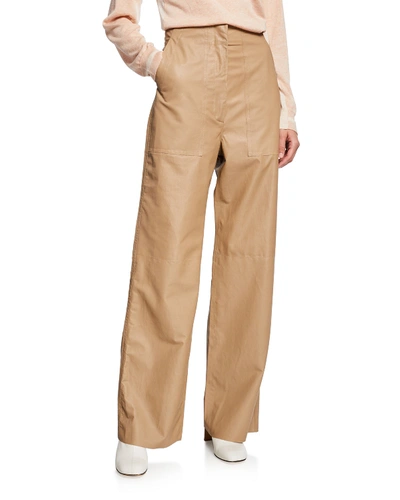 Boon The Shop Leather Wide-leg Pants In Camel