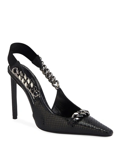 Tom Ford Pointed Slingback Pumps With Chain In Black