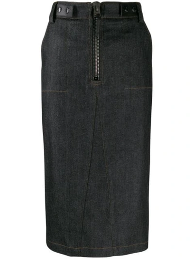 Tom Ford Zip-front Denim Pencil Skirt In Black