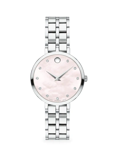 Movado Kora Diamond Stainless Steel Bracelet Watch In Pink