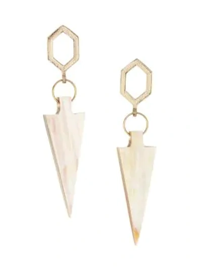 Akola Vila Khamisi Blonde Horn Arrowhead Goldtone Earrings