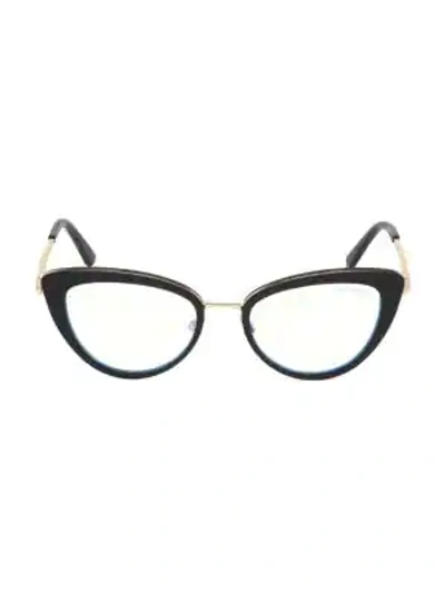 Tom Ford 53mm Blue Block Cat Eye Eyeglasses In Black