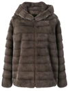 Liska Rita Fur Trimmed Coat - Grey