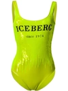 Iceberg Sequin Logo Print Swimsuit In Green