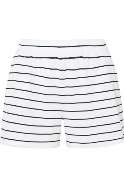 Skin Ashlyn Striped Pima Cotton And Modal-blend Jersey Pajama Shorts In White