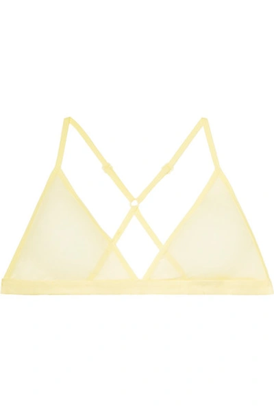 Skin Odelyn Cotton-tulle Soft-cup Triangle Bra In Yellow