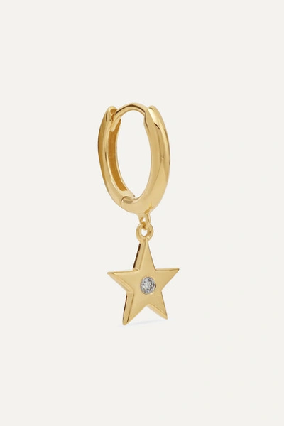 Andrea Fohrman Star 18-karat Gold Diamond Single Hoop Earring
