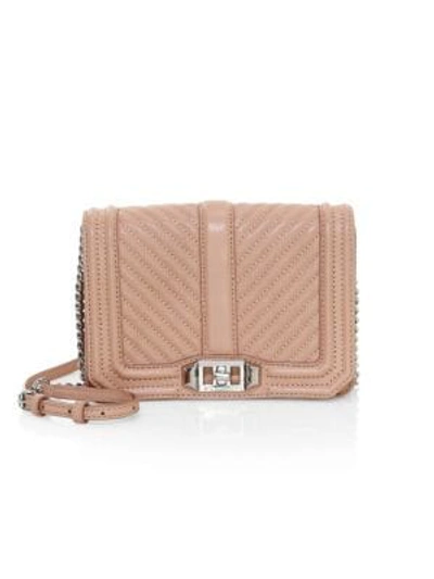 Rebecca Minkoff Small Love Chevron Quilted Leather Crossbody Bag In Doe
