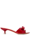 Ferragamo Ginostra Bow-embellished Patent-leather Mules In Red