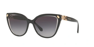 Bvlgari Black Crystal-embellished Cat-eye Sunglasses In Grey Gradient