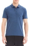 Theory Current Pique Standard Regular Fit Polo Shirt In Azure/ Eclipse