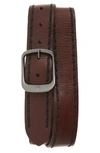 Frye Men's Stitched-edge Leather Belt In Brown