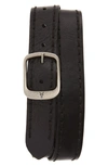 Frye Men's Stitched-edge Leather Belt In Black