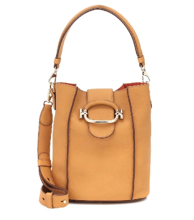 Tod's T Ring Leather Bucket Bag In Brown | ModeSens