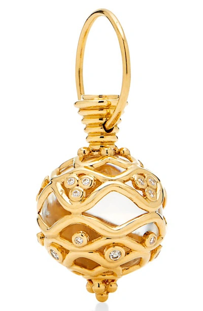 Temple St Clair 18k Yellow Gold Theodora Rock Crystal Amulet With Diamonds In Crystal/ Diamond