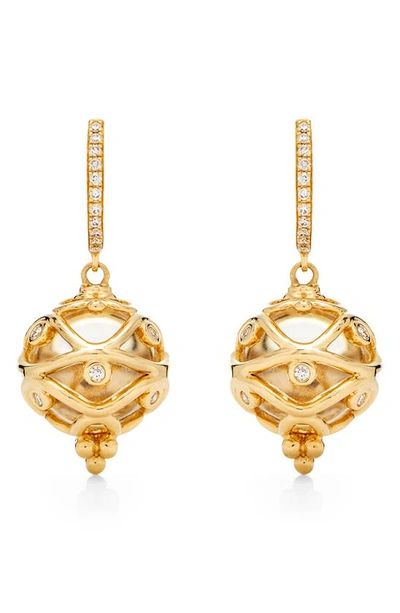 Temple St Clair 18k Yellow Gold Theodora Crystal Amulet Drop Earrings With Diamonds In Crystal/ Diamond
