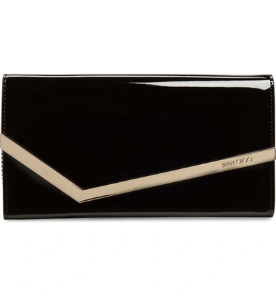 Jimmy Choo Emmie Small Patent Leather Crossbody In Black/gold