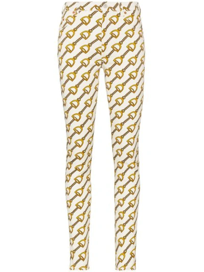 Gucci Stirrup-print Stretch Cotton-blend Skinny Jeans In 9192 Ivory/multi