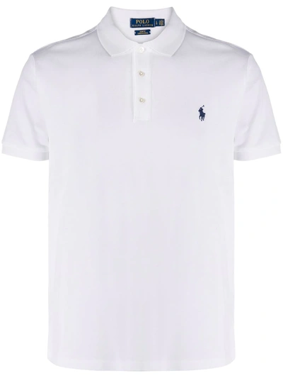 Polo Ralph Lauren Mens League Heather Logo-embroidered Stretch-cotton Polo Shirt L In White
