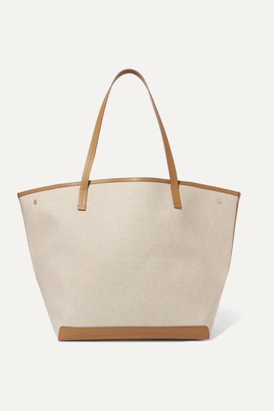 The Row Park Xl Leather-trimmed Canvas Tote In Natural